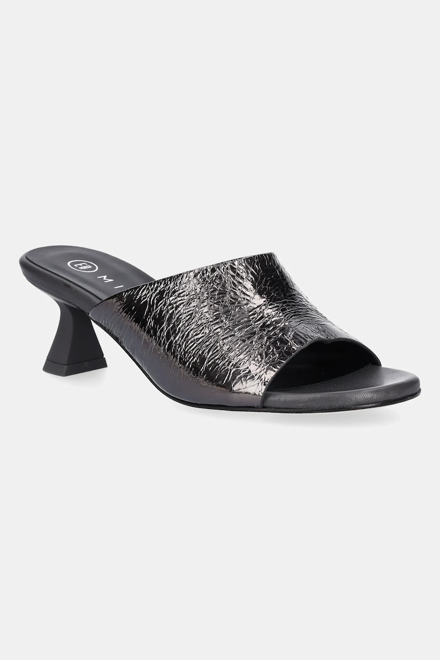Miista șlapi de piele Talita femei, culoarea gri, cu toc drept, E8_3844