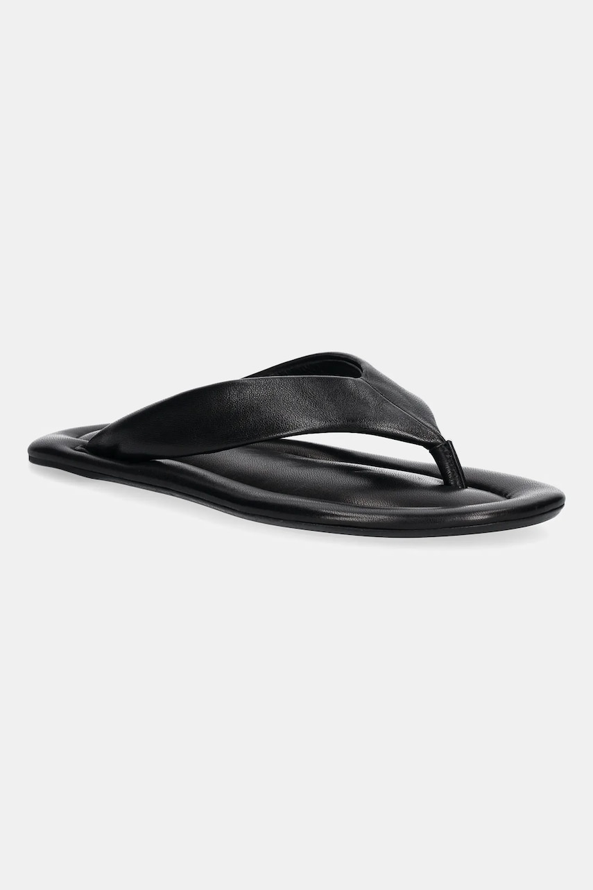 By Far șlapi de piele femei, culoarea negru, cu toc plat, 23SSDASBLNAP By Far șlapi de piele femei, culoarea negru, cu toc plat, 23SSDASBLNAP