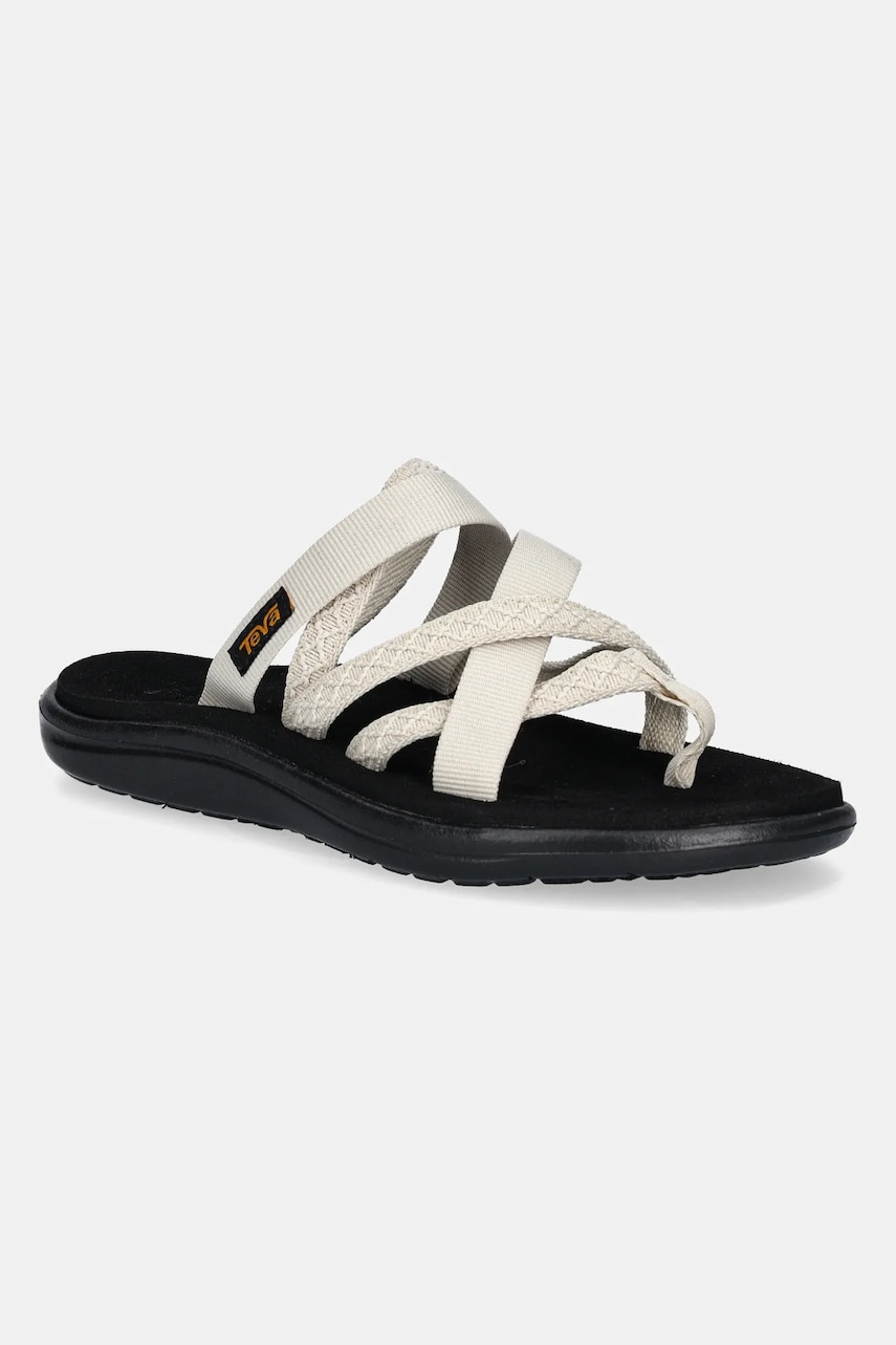 Teva slapi Voya Zillesa femei, culoarea bej, cu toc plat, 1117032 Teva slapi Voya Zillesa femei, culoarea bej, cu toc plat, 1117032