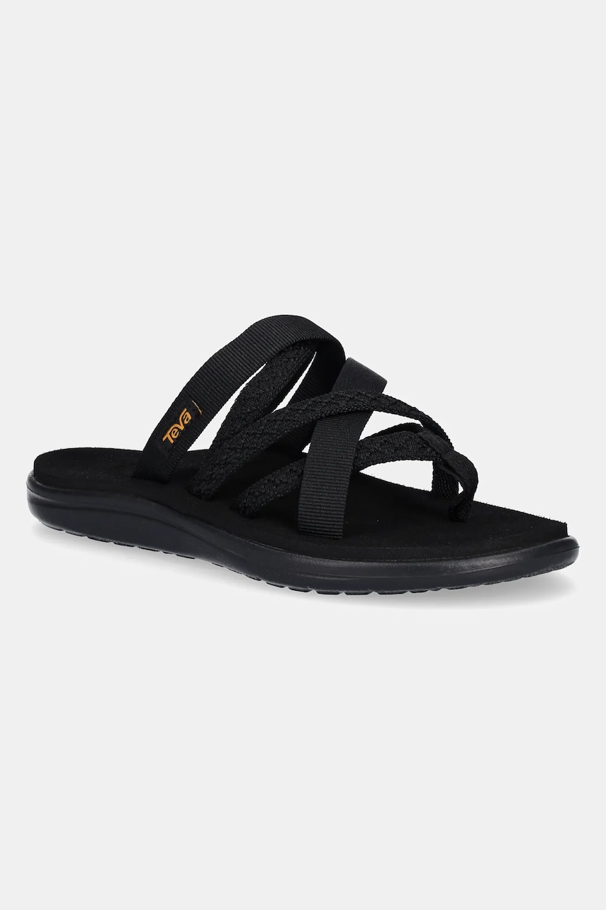 Teva slapi Voya Zillesa femei, culoarea negru, cu toc plat, 1117032 Teva slapi Voya Zillesa femei, culoarea negru, cu toc plat, 1117032