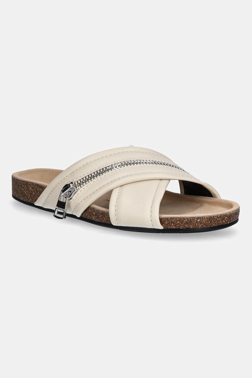 JW Anderson șlapi de piele Biker Loafer culoarea bej, SN0107 LA0268 002 JW Anderson șlapi de piele Biker Loafer culoarea bej, SN0107 LA0268 002
