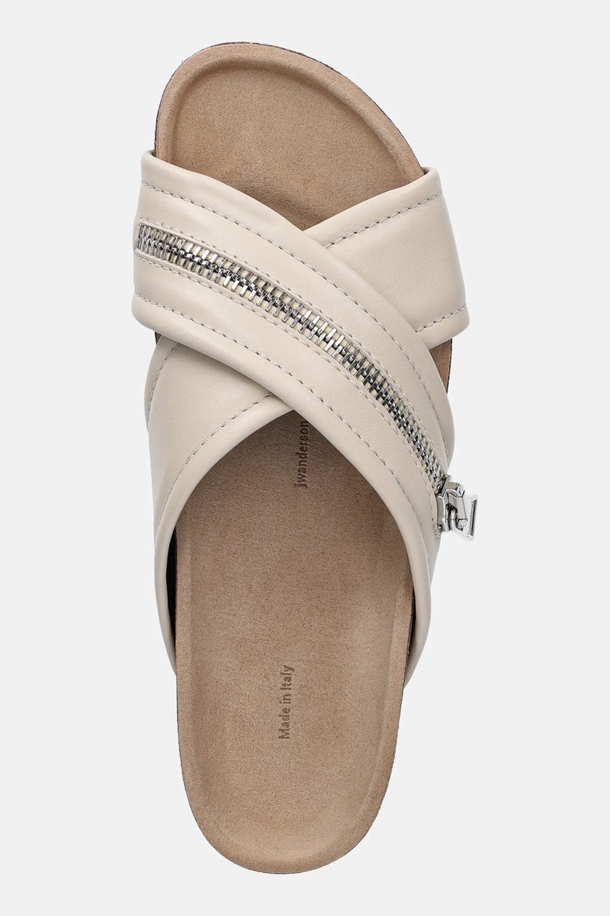 Δερμάτινες παντόφλες JW Anderson Biker Loafer γυναικείες, χρώμα: μπεζ, SN0107 LA0268 002 φωτογραφία