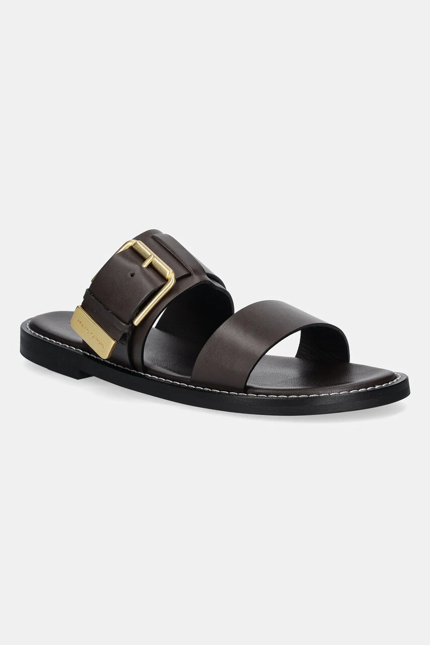 Marc O'Polo slapi de piele STINA 1A femei, culoarea maro, 50318691101100