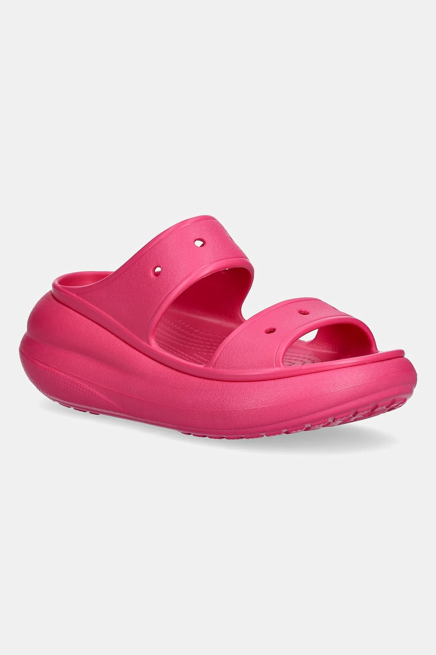 Crocs papuci Classic Crush Sandal femei, culoarea roz, cu platforma, 207670.0ZQ Crocs papuci Classic Crush Sandal femei, culoarea roz, cu platforma, 207670.0ZQ