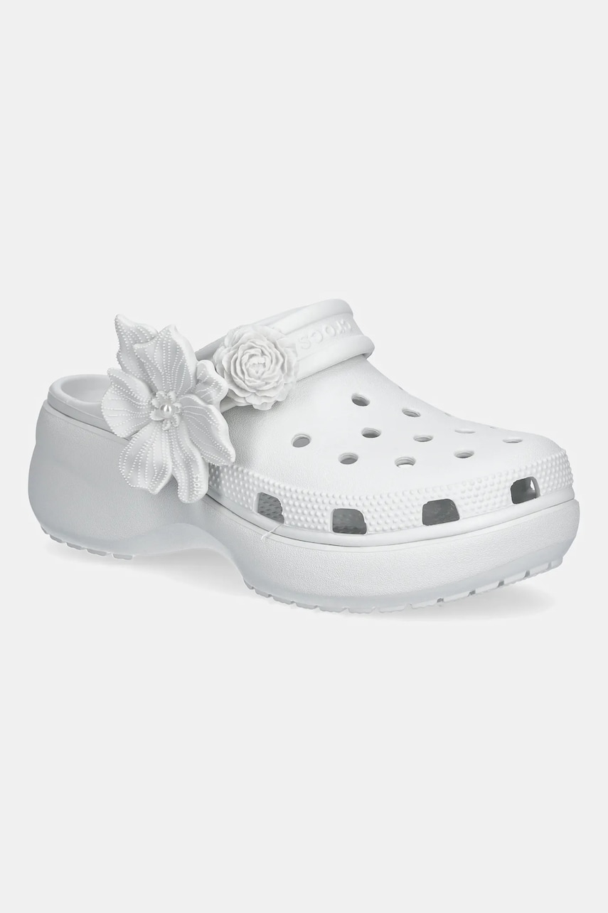 Crocs papuci Classic Platform Bouquet Clog culoarea gri, cu platforma, 211292
