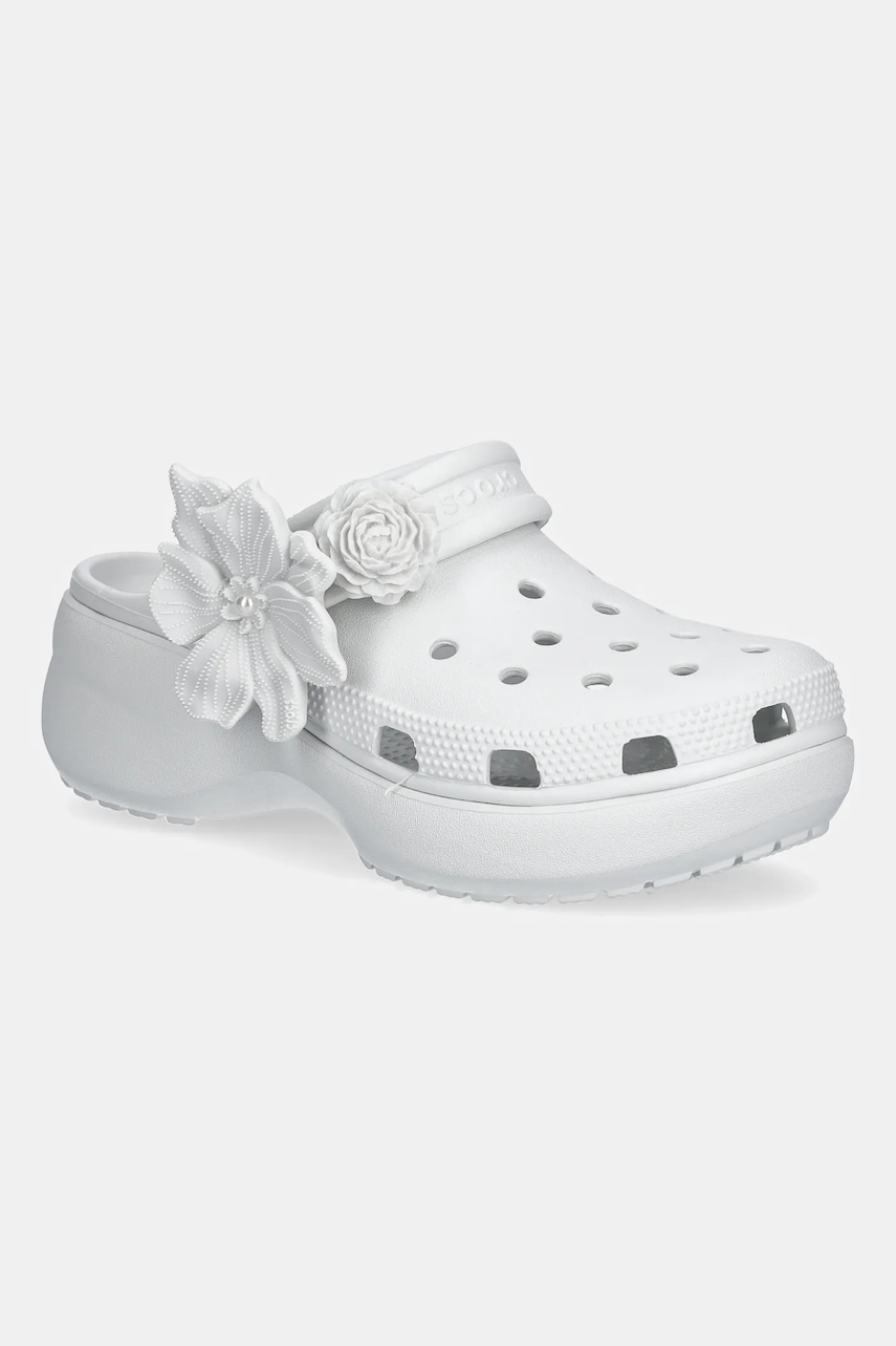 Crocs papuci Classic Platform Bouquet Clog culoarea gri, cu platforma, 211292