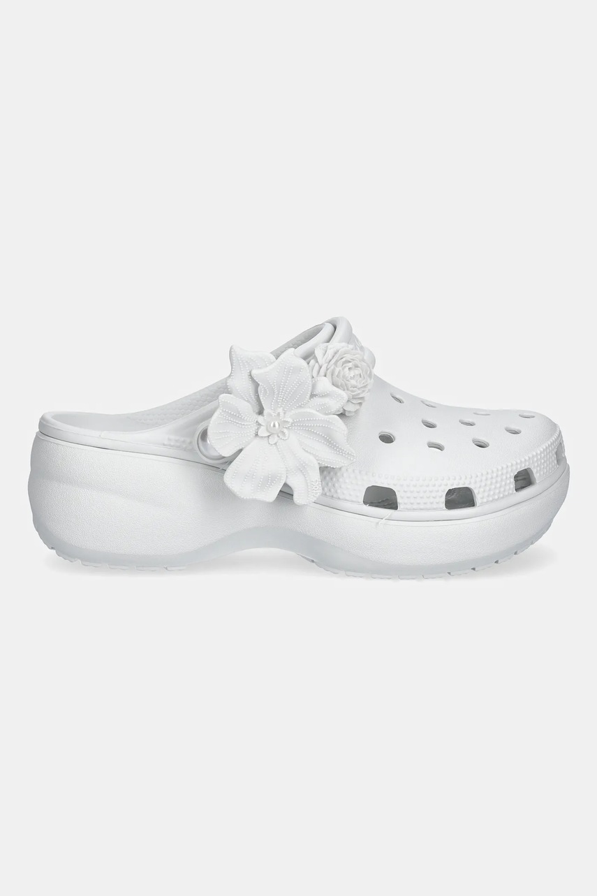 Шлепанцы Crocs Classic Platform Bouquet Clog цвет серый на платформе 211292