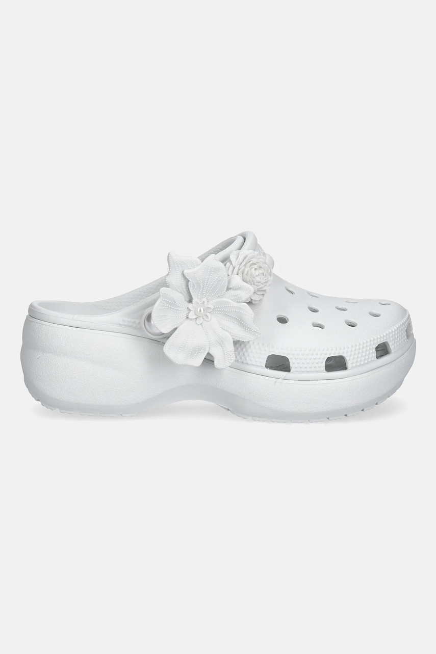 Шлепанцы Crocs Classic Platform Bouquet Clog цвет серый на платформе 211292 Шлепанцы Crocs Classic Platform Bouquet Clog цвет серый на платформе 211292