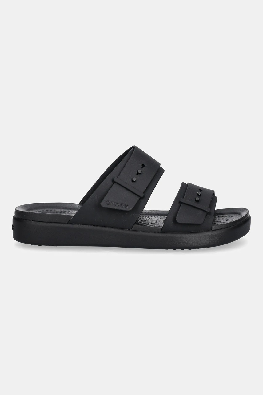 Шлепанцы Crocs Brooklyn Buckle Low цвет чёрный на платформе 211215