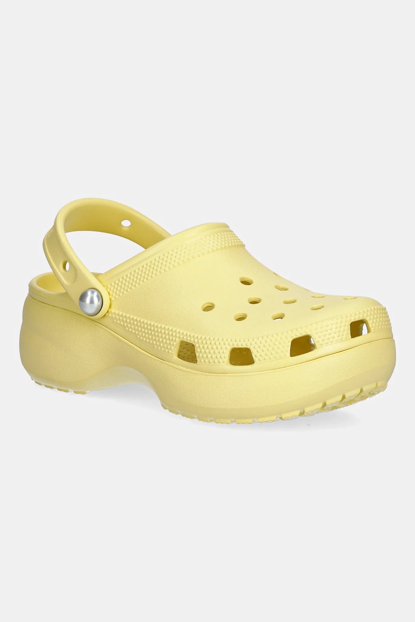 Crocs papuci Classic Platform Pearl Clog culoarea galben, cu platforma, 211231