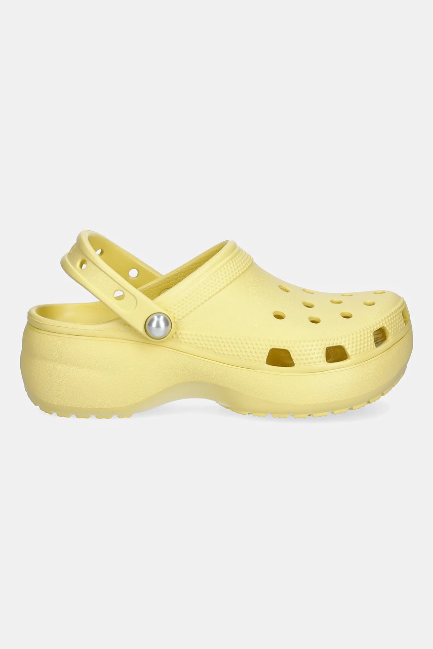 Шлепанцы Crocs Classic Platform Pearl Clog цвет жёлтый на платформе 211231