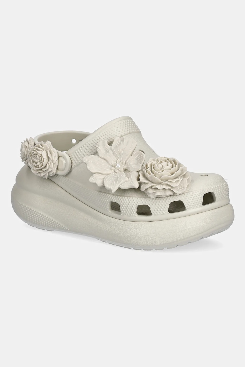Crocs papuci Crush Bouquet Clog culoarea bej, cu platforma, 211448