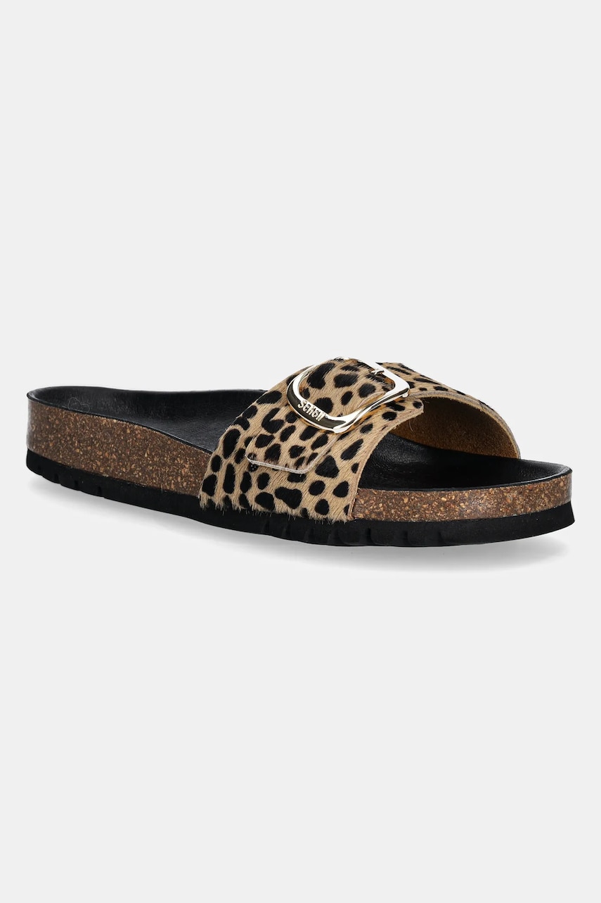 Scholl slapi de piele KATHLEEN femei, culoarea maro, F300641850 Scholl slapi de piele KATHLEEN femei, culoarea maro, F300641850