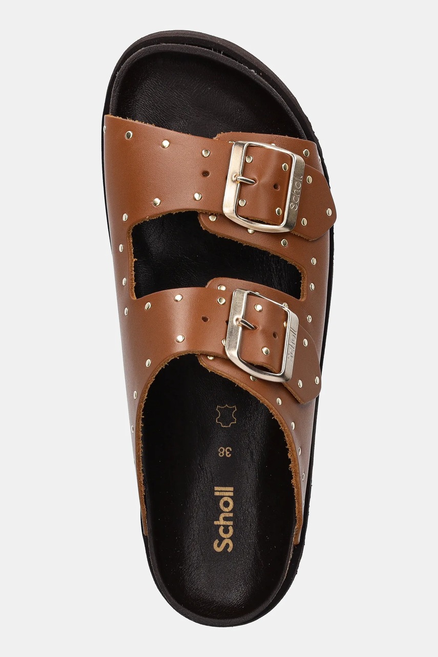 Δερμάτινες παντόφλες Scholl BEATRIZ γυναικείες, χρώμα: καφέ, F306131175 φωτογραφία
