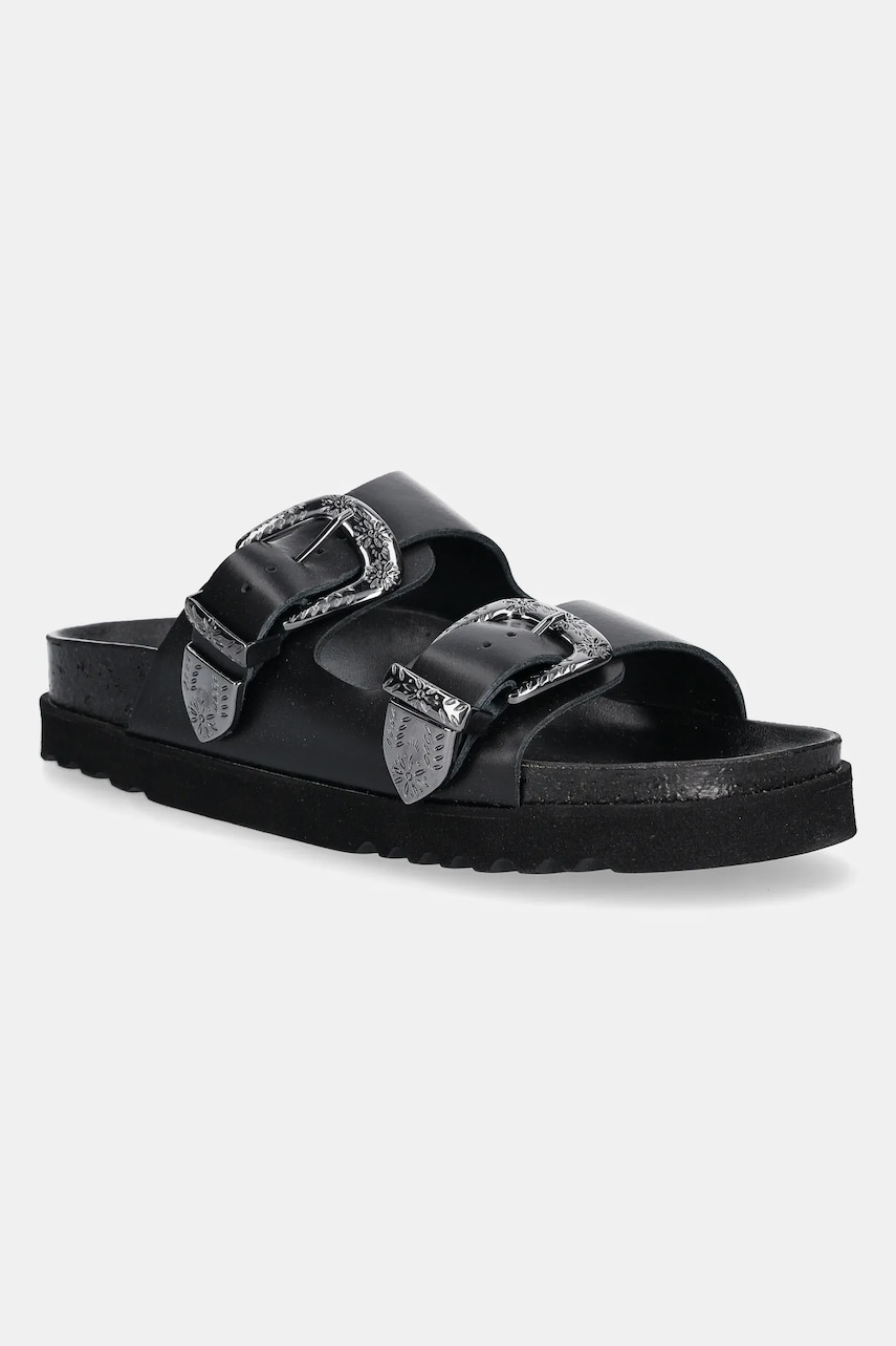 Scholl slapi de piele IRVING femei, culoarea negru, F306151004