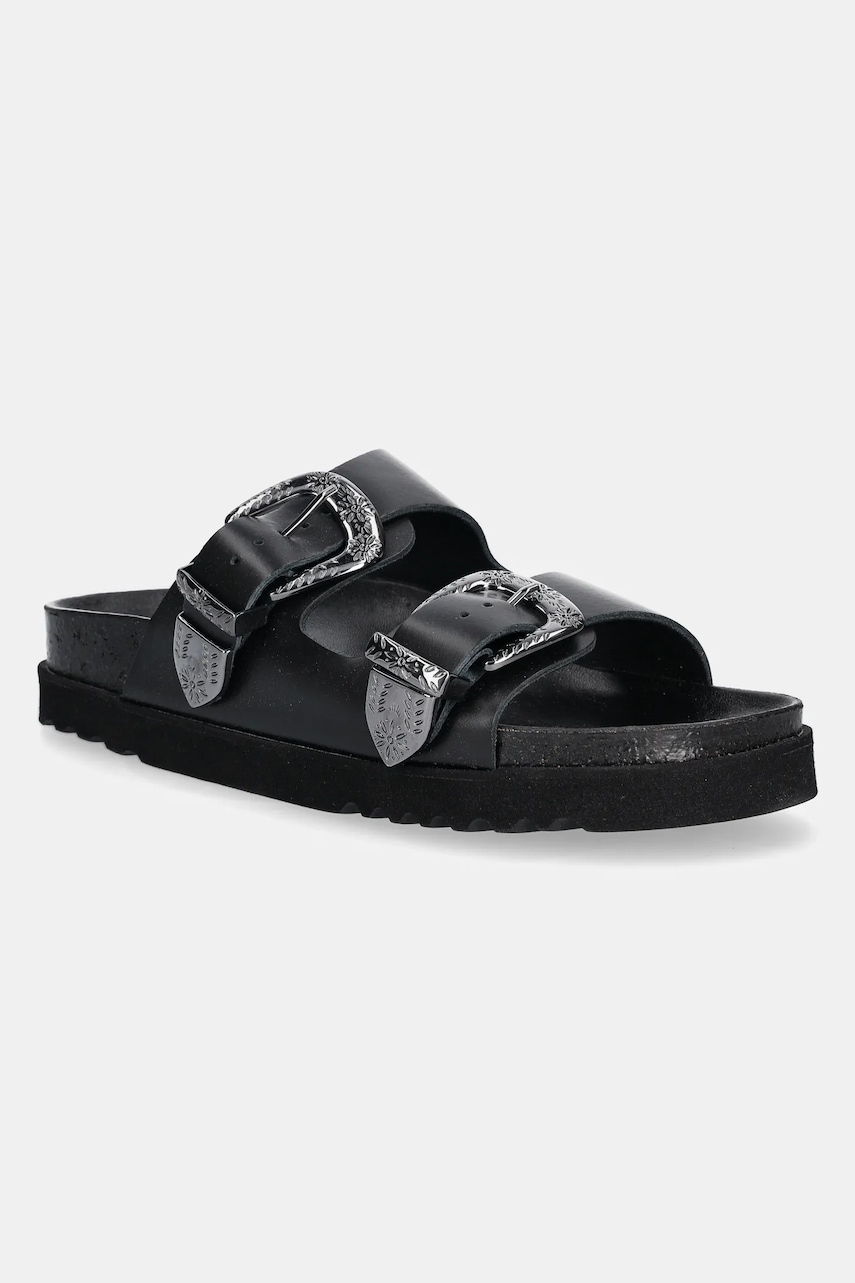Scholl slapi de piele IRVING femei, culoarea negru, F306151004