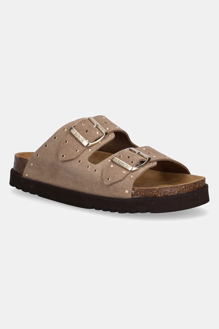 Scholl papuci din piele BEATRIZ femei, culoarea bej, F315922555 Scholl papuci din piele BEATRIZ femei, culoarea bej, F315922555