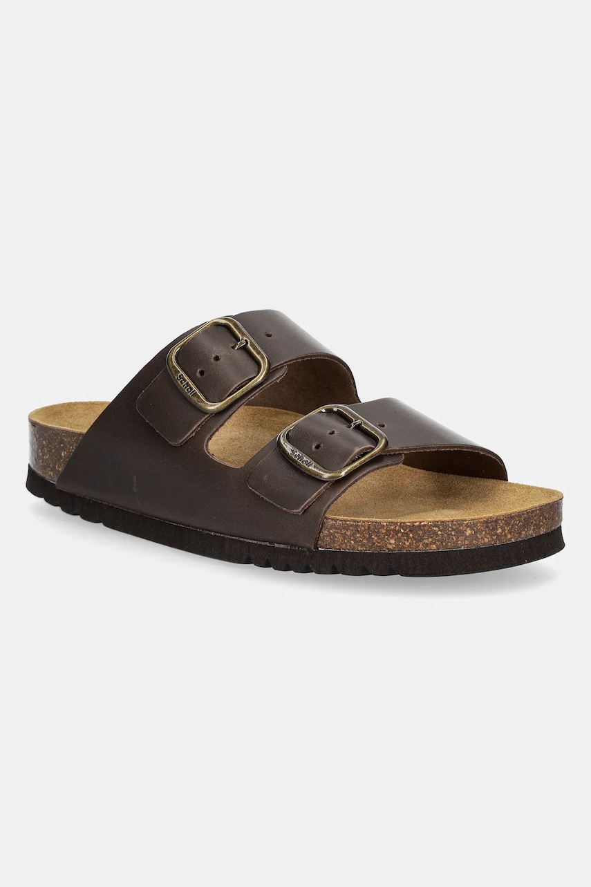 Scholl slapi de piele JOSEPHINE femei, culoarea maro, F318181590
