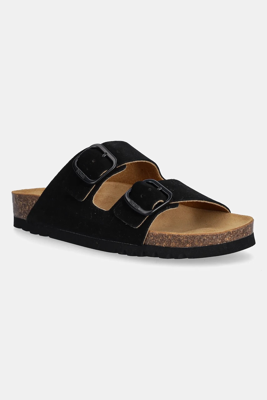 Scholl papuci din piele JOSEPHINE femei, culoarea negru, F321651004 Scholl papuci din piele JOSEPHINE femei, culoarea negru, F321651004