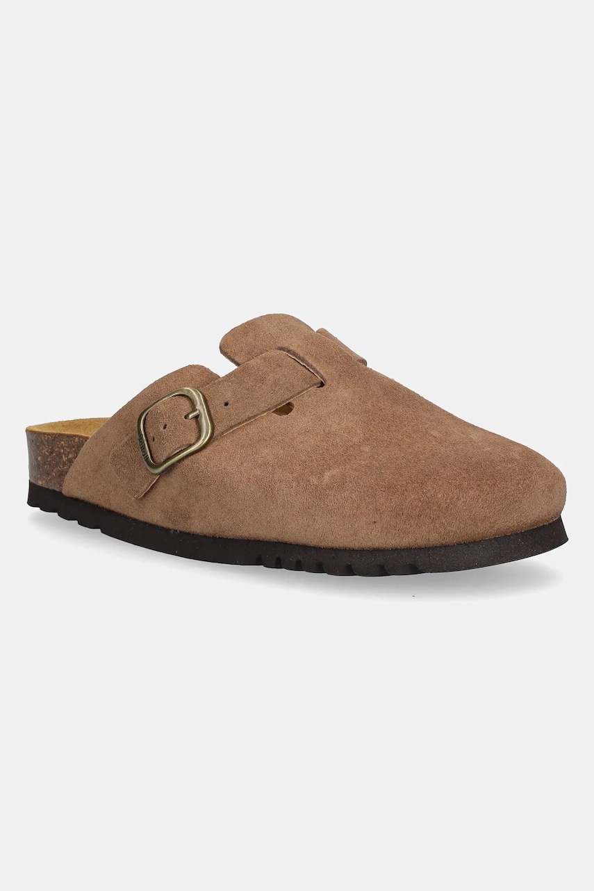 Scholl papuci din piele FAE femei, culoarea maro, F321981062 Scholl papuci din piele FAE femei, culoarea maro, F321981062