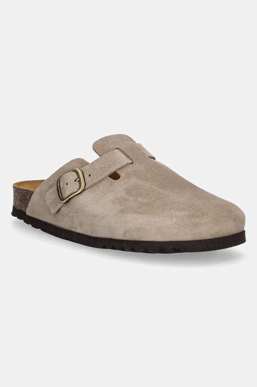 Scholl papuci din piele FAE femei, culoarea bej, F321982361