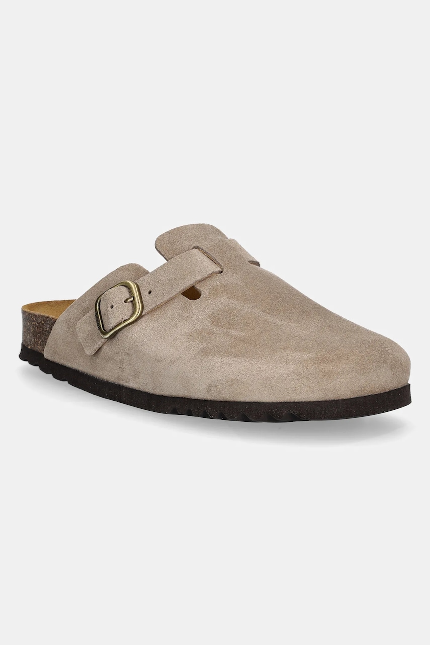 Scholl papuci din piele FAE femei, culoarea bej, F321982361