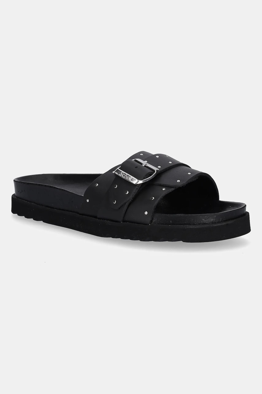 Scholl slapi de piele JOYCE femei, culoarea negru, F322421004 Scholl slapi de piele JOYCE femei, culoarea negru, F322421004