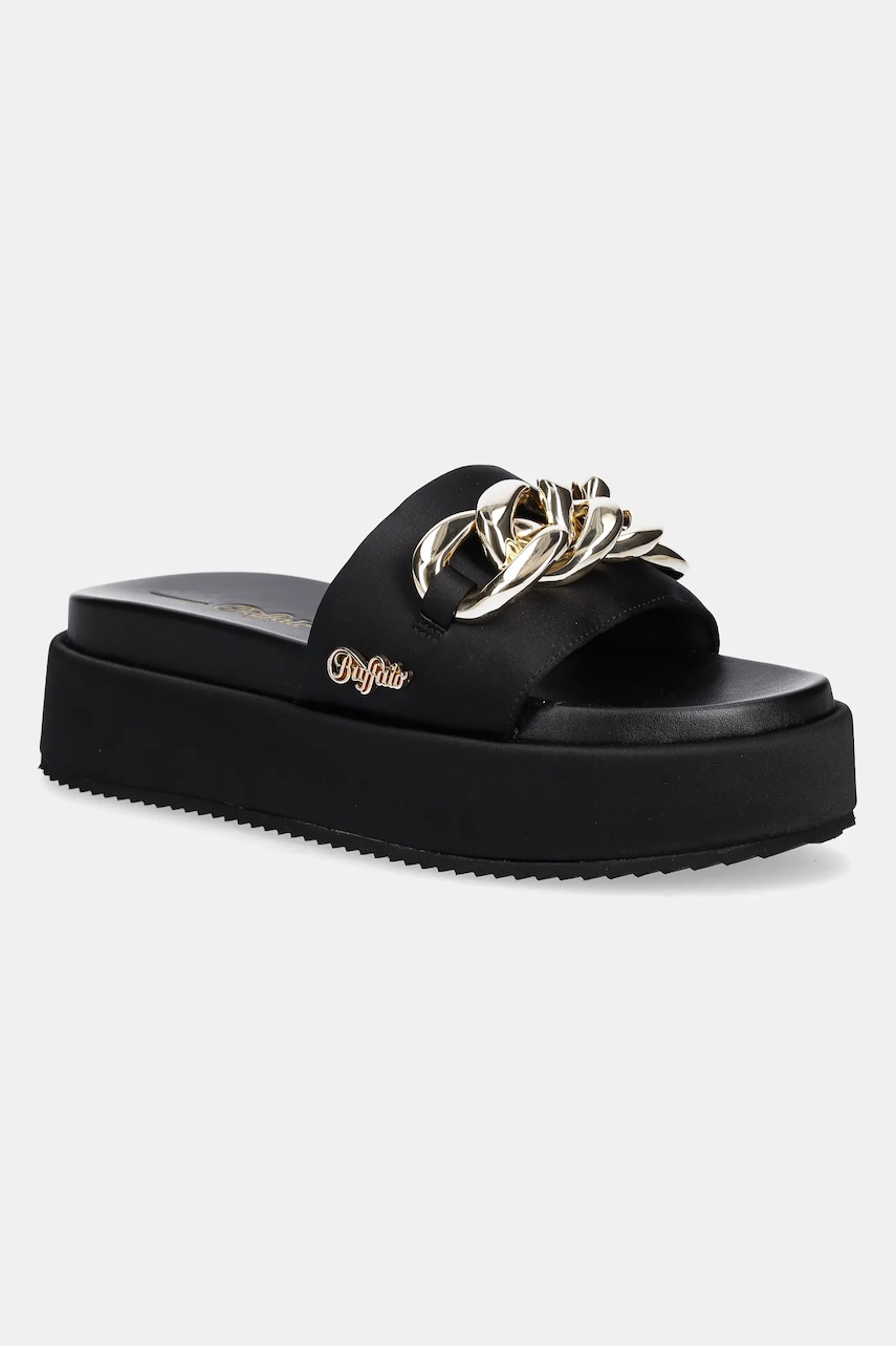 Buffalo papuci Noa Slide Chain 2.0 femei, culoarea negru, cu platforma, 1602258-BLK Buffalo papuci Noa Slide Chain 2.0 femei, culoarea negru, cu platforma, 1602258-BLK