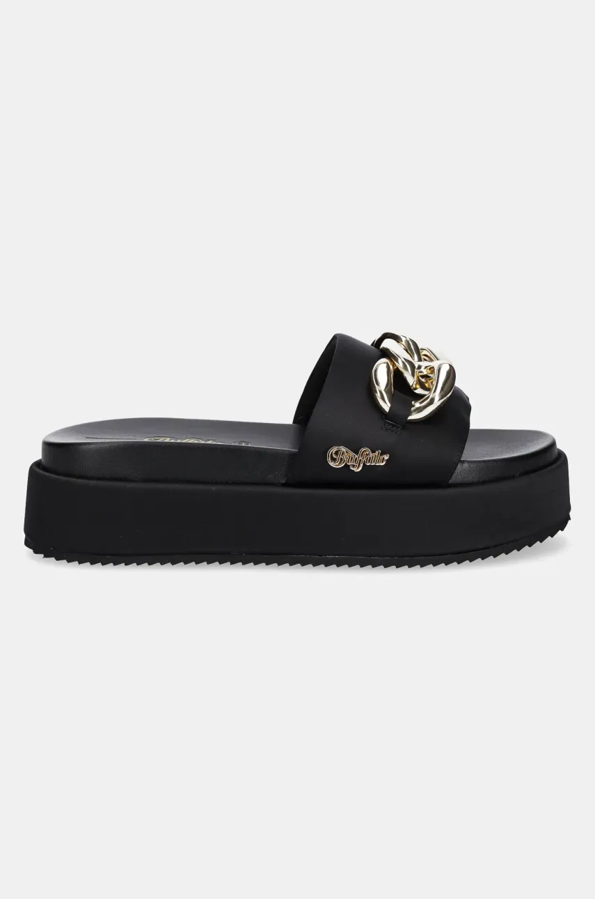 Шлепанцы Buffalo Noa Slide Chain 2.0 женские цвет чёрный на платформе 1602258-BLK Шлепанцы Buffalo Noa Slide Chain 2.0 женские цвет чёрный на платформе 1602258-BLK