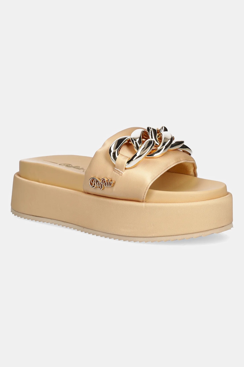 Buffalo papuci Noa Slide Chain 2.0 femei, culoarea galben, cu platforma, 1602259-GLD Buffalo papuci Noa Slide Chain 2.0 femei, culoarea galben, cu platforma, 1602259-GLD