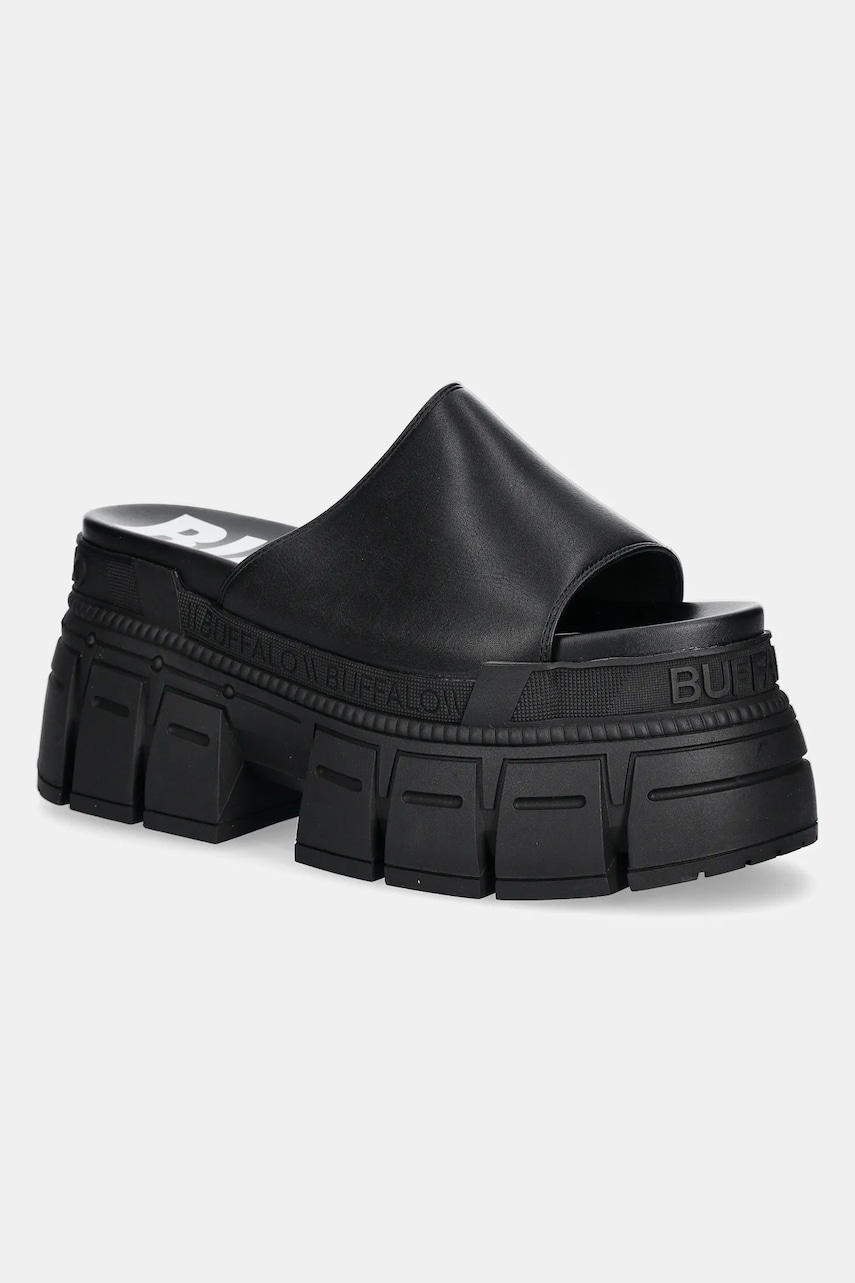 Buffalo papuci Gospher Mule femei, culoarea negru, cu platforma, 1602263-BLK Buffalo papuci Gospher Mule femei, culoarea negru, cu platforma, 1602263-BLK