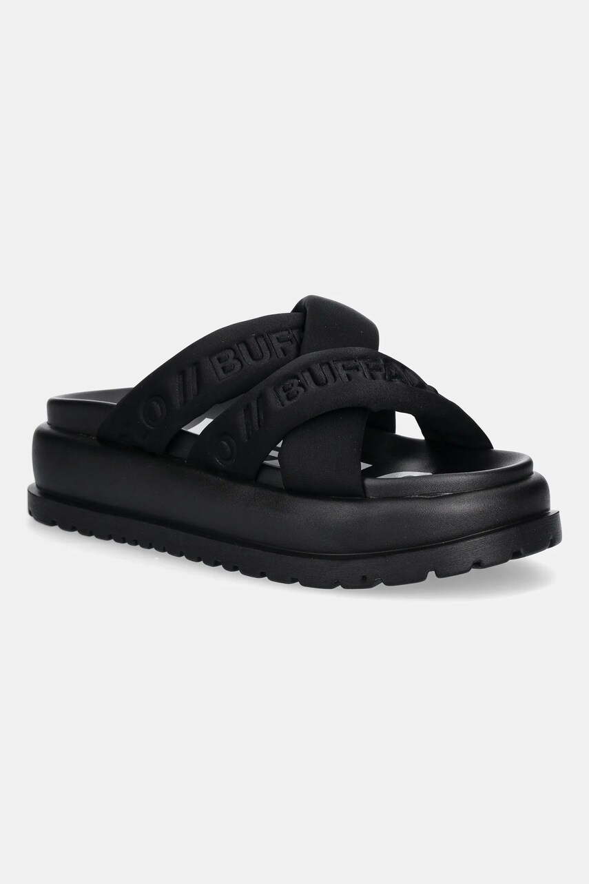 Buffalo papuci Palma Cross culoarea negru, cu platforma, 1602277-BLK