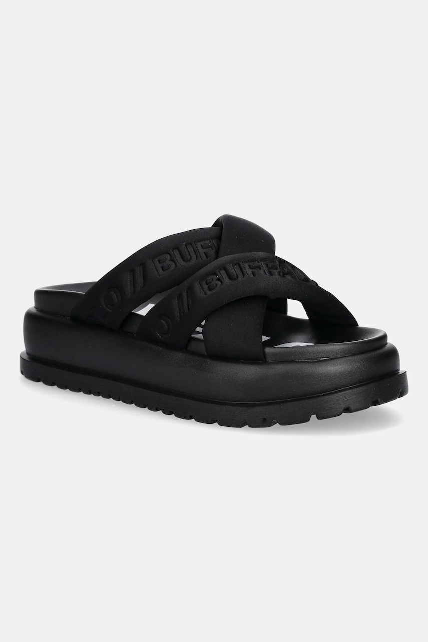 Buffalo papuci Palma Cross culoarea negru, cu platforma, 1602277-BLK