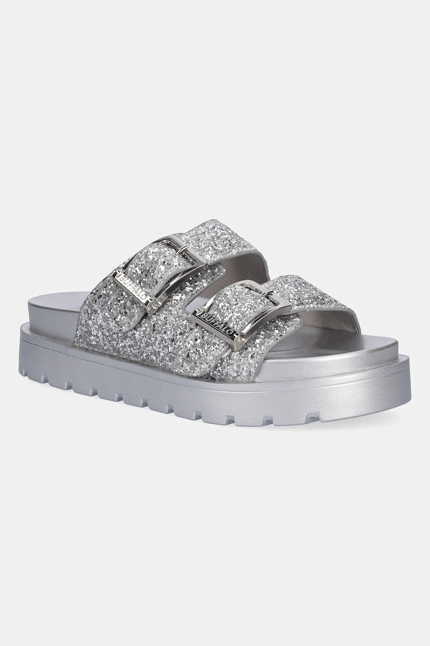 Buffalo papuci Raya Ari Glam femei, culoarea argintiu, cu platforma, 1602284-SLV Buffalo papuci Raya Ari Glam femei, culoarea argintiu, cu platforma, 1602284-SLV