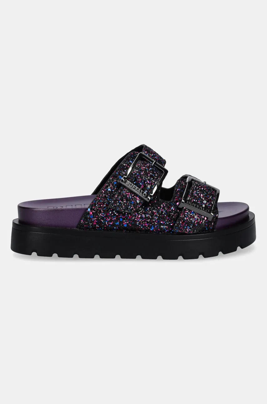 Шлепанцы Buffalo Raya Ari Glam женские цвет фиолетовый на платформе 1602286-PUR Шлепанцы Buffalo Raya Ari Glam женские цвет фиолетовый на платформе 1602286-PUR