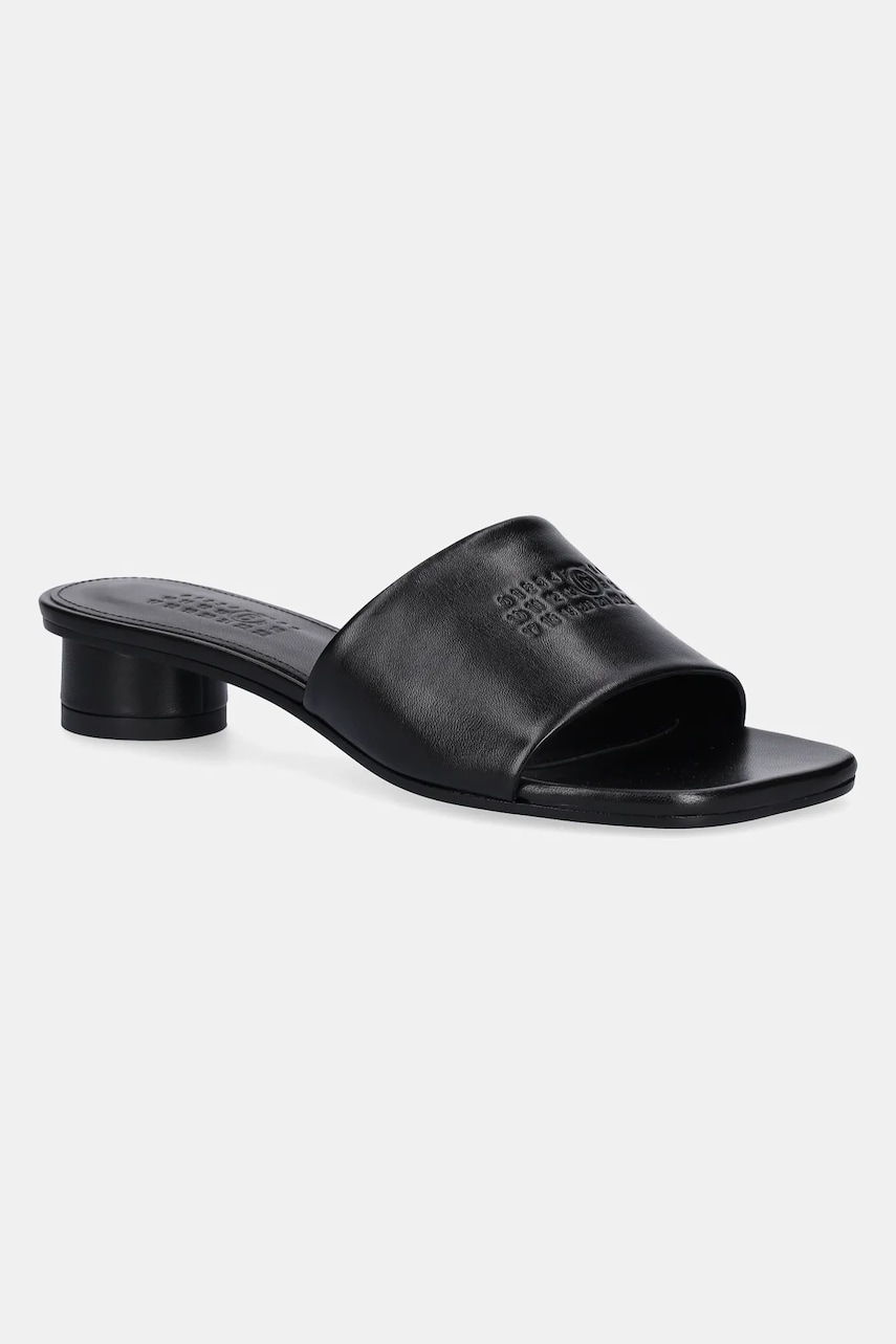 MM6 Maison Margiela papuci de piele culoarea negru, cu toc drept, S66WP0109 MM6 Maison Margiela papuci de piele culoarea negru, cu toc drept, S66WP0109