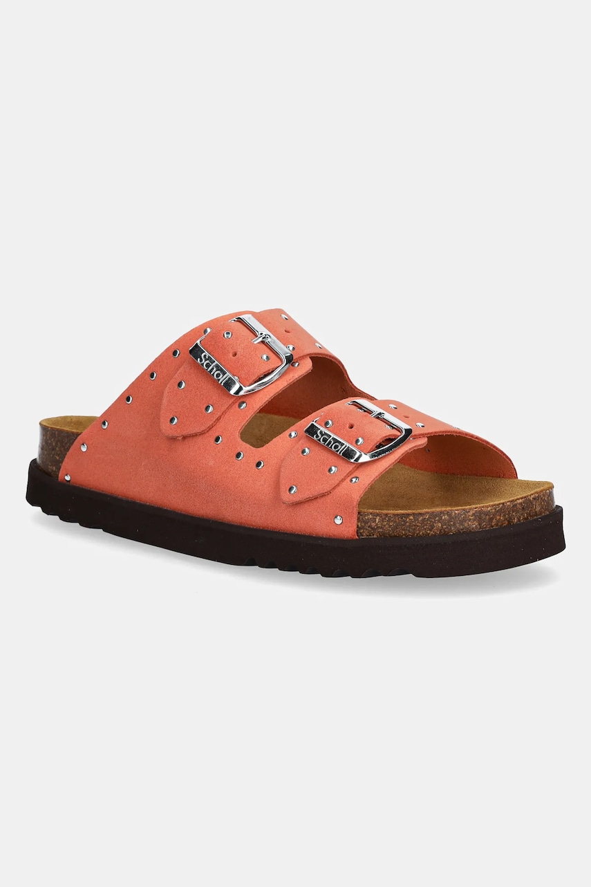 Scholl papuci din piele BEATRIZ culoarea portocaliu, F315922556