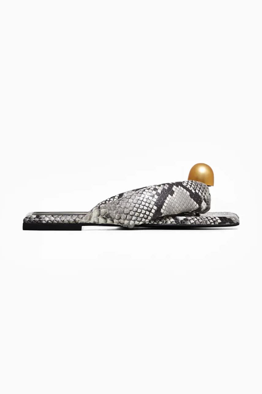 Vanda Novak slapi de piele Florence Gray Python culoarea gri
