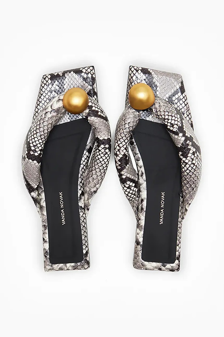 Δερμάτινες παντόφλες Vanda Novak Florence Gray Python γυναικείες, χρώμα: γκρι φωτογραφία