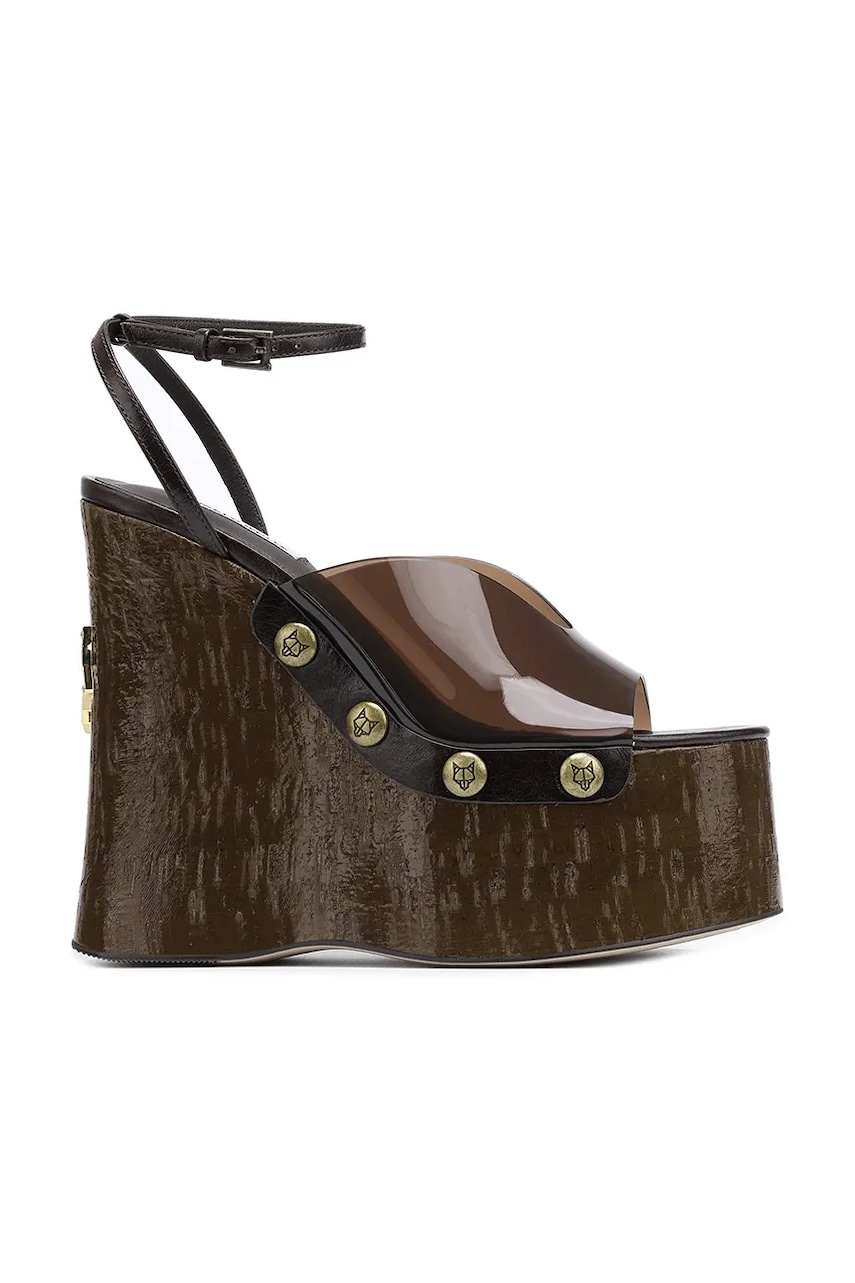 Naked Wolfe sandale Tiger Lilly culoarea maro, toc pana, Tiger Lilly Brown