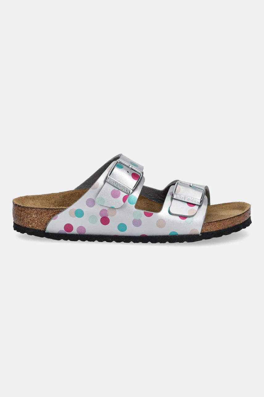Детские шлепанцы Birkenstock Arizona цвет серебрянный 1029842 Детские шлепанцы Birkenstock Arizona цвет серебрянный 1029842