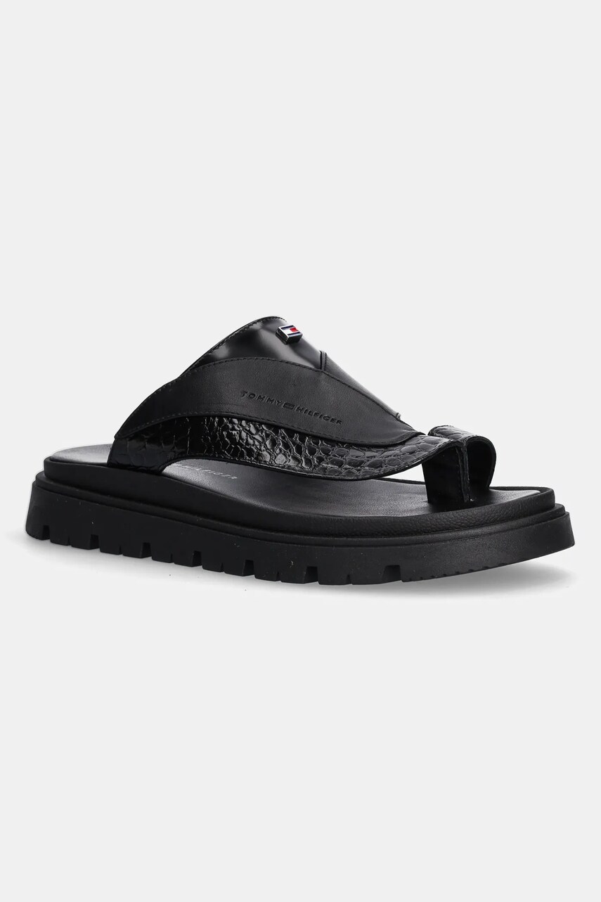 Levně Kožené pantofle Tommy Hilfiger černá barva, T4B2-33947