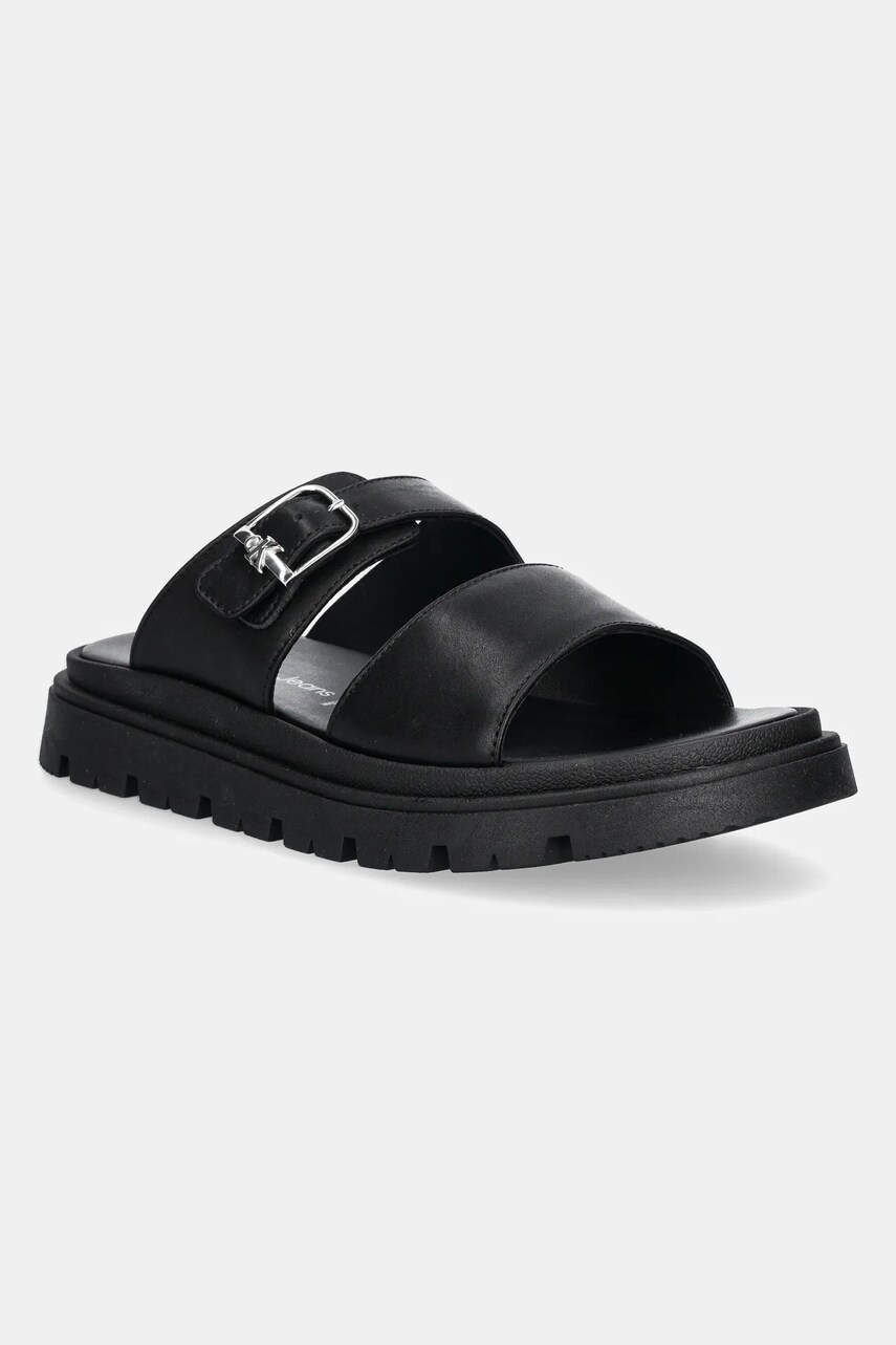 Levně Dětské kožené pantofle Calvin Klein Jeans černá barva, V4B2-83055