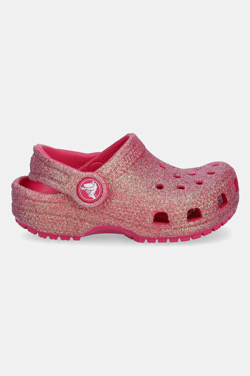 Шльопанці Crocs CLASSIC IRIDESCENT GLITTER CLOG KIDS колір рожевий 210985