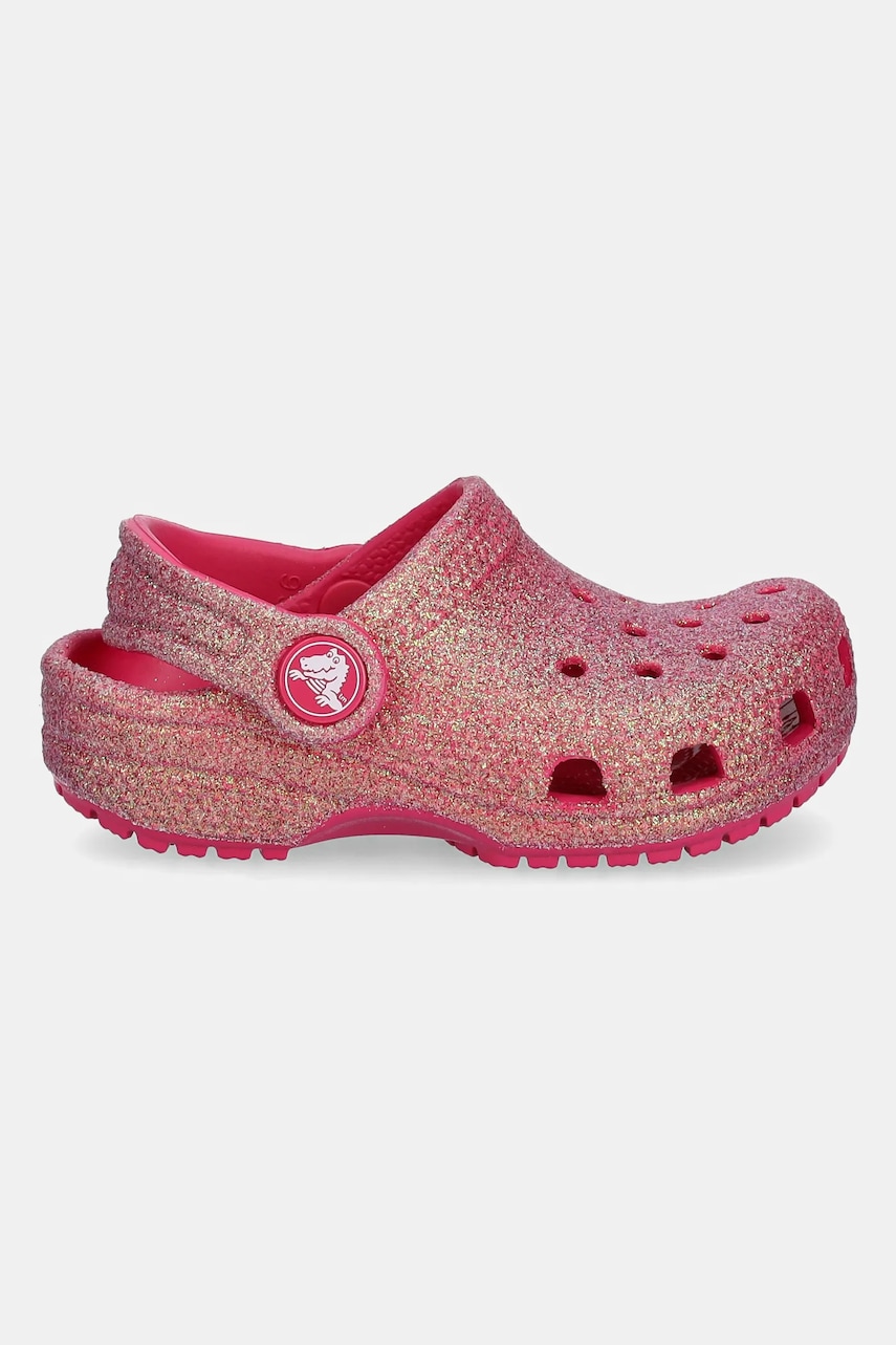 Шлепанцы Crocs CLASSIC IRIDESCENT GLITTER CLOG KIDS цвет розовый 210985 Шлепанцы Crocs CLASSIC IRIDESCENT GLITTER CLOG KIDS цвет розовый 210985