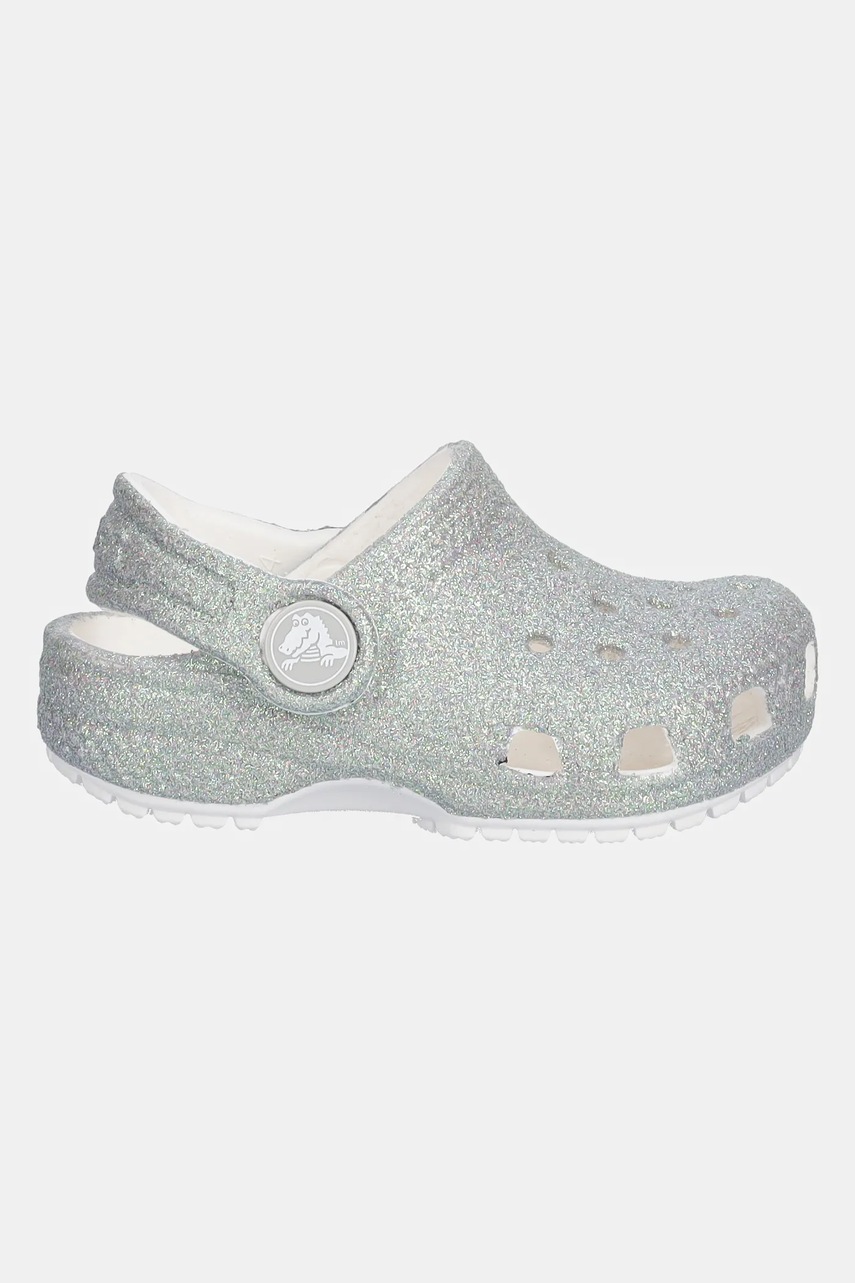 Шльопанці Crocs CLASSIC IRIDESCENT GLITTER CLOG KIDS колір срібний 210985