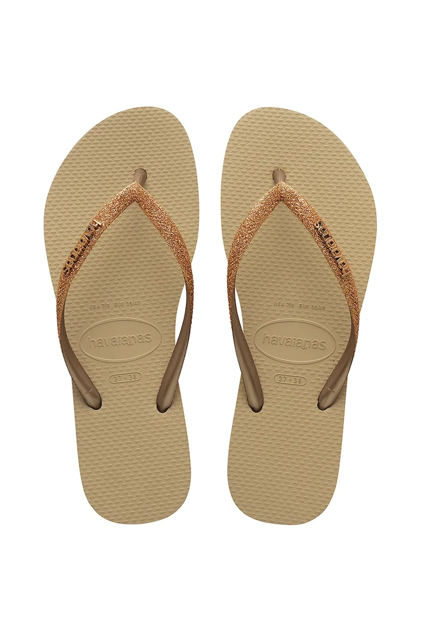 Havaianas slapi copii SLIM GLITTER II culoarea bej, 4146975
