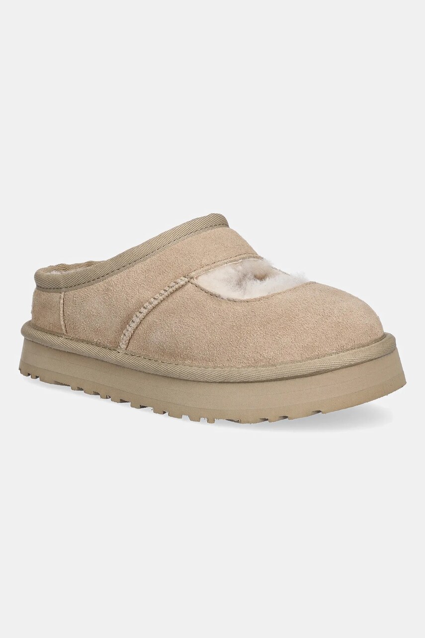 UGG papuci din piele intoarsa pentru copii BEA MARY JANE culoarea bej, 1166552K
