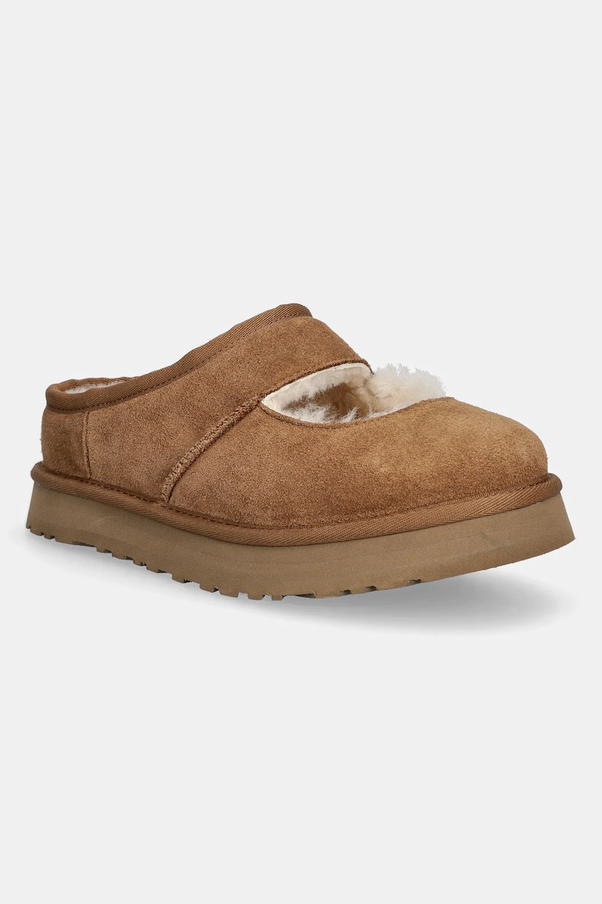 UGG papuci din piele intoarsa pentru copii BEA MARY JANE culoarea maro, 1166552K