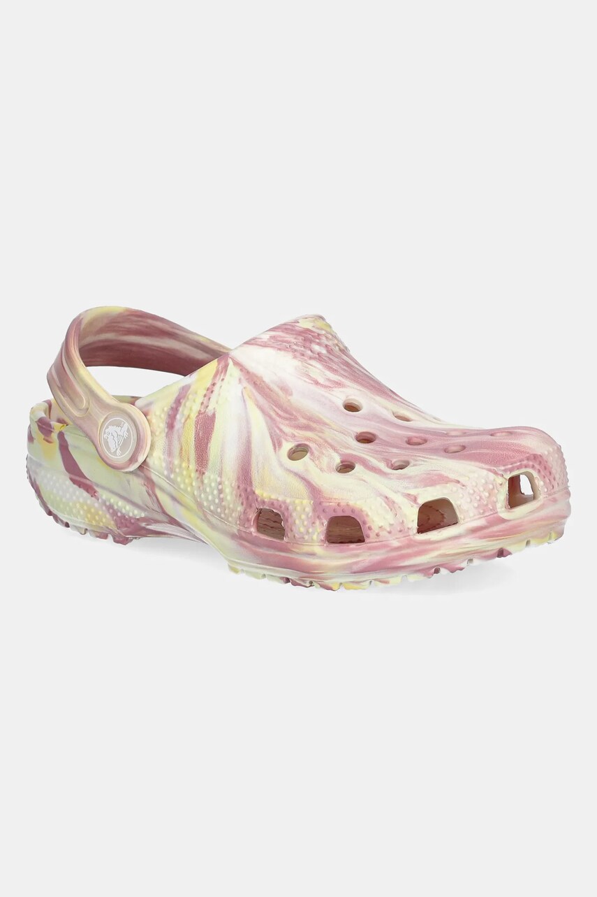 Crocs papuci CLASSIC GLOW MARBLED CLOG KIDS culoarea roz, 210718